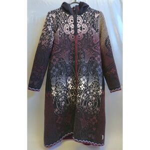 Kauni Wool Coat Cardigan "Baltic inspirations" W/Liner - Size Medium - Zip Front